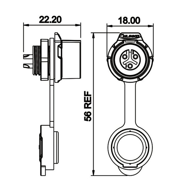 LP-12-J03SX-02-101-  LP-12 Power Stecker M12 3 pol female socket Round 125 V 5 A