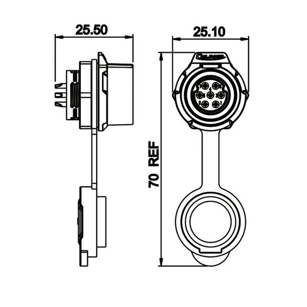 LP-16-J07SX-02-101 LP-16 Multicore Stecker M16 7 pol female socket Round 250 V 5 A
