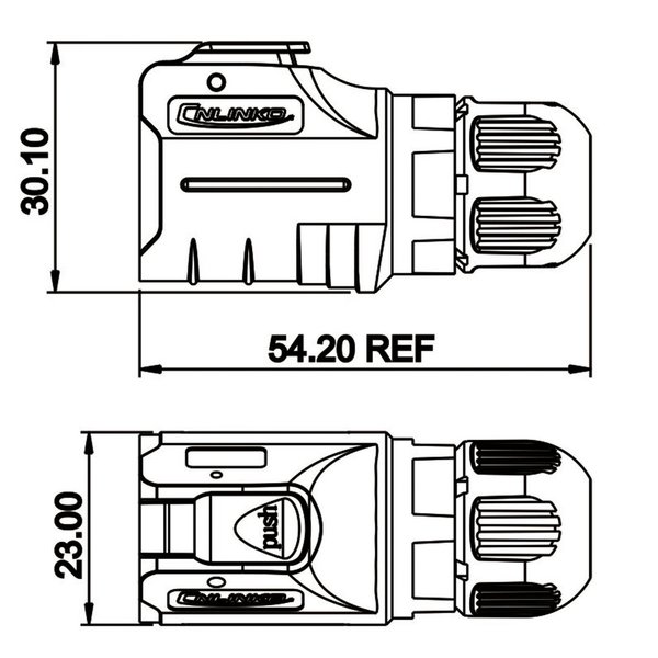 LP-16-C02PE-01-001 LP-16 Power Stecker M16 2 pol male plug 400 V 10 A